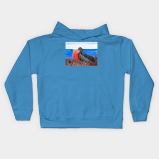 Magnificent frigatebird on the coast Kids Hoodie